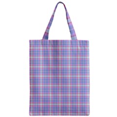 Pink Blue Plaid Zipper Classic Tote Bag by snowwhitegirl