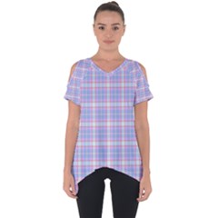 Pink Blue Plaid Cut Out Side Drop Tee by snowwhitegirl