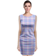 Pink Blue Plaid Sleeveless Velvet Midi Dress by snowwhitegirl