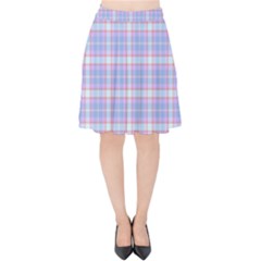 Pink Blue Plaid Velvet High Waist Skirt by snowwhitegirl