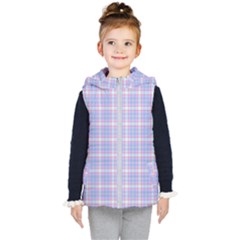 Pink Blue Plaid Kid s Hooded Puffer Vest by snowwhitegirl