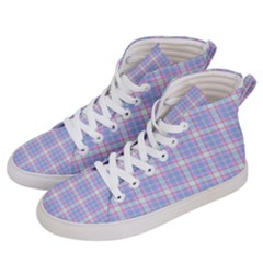 Pink Blue Plaid Men s Hi-top Skate Sneakers