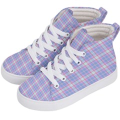 Pink Blue Plaid Kid s Hi-top Skate Sneakers