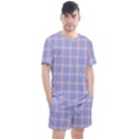 Pink Blue Plaid Men s Mesh Tee and Shorts Set View1