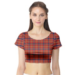 Red Yellow Plaid Short Sleeve Crop Top by snowwhitegirl