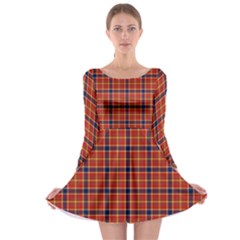 Red Yellow Plaid Long Sleeve Skater Dress by snowwhitegirl