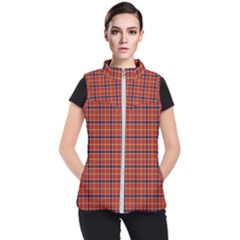 Red Yellow Plaid Women s Puffer Vest