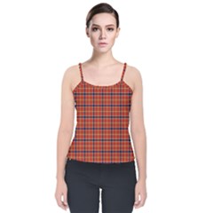 Red Yellow Plaid Velvet Spaghetti Strap Top