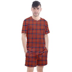 Red Yellow Plaid Men s Mesh Tee And Shorts Set