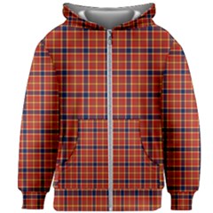 Red Yellow Plaid Kids Zipper Hoodie Without Drawstring