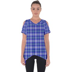 Blue Teal Plaid Cut Out Side Drop Tee by snowwhitegirl