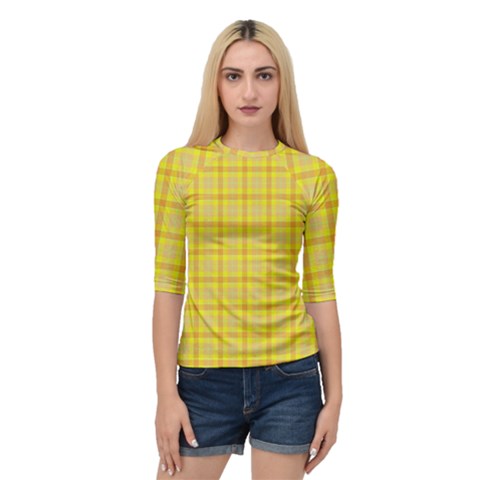 Yellow Sun Plaid Quarter Sleeve Raglan Tee by snowwhitegirl