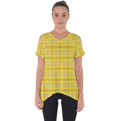 Yellow Sun Plaid Cut Out Side Drop Tee by snowwhitegirl