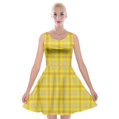 Yellow Sun Plaid Velvet Skater Dress