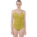 Yellow Sun Plaid Cut Out Top Tankini Set View1