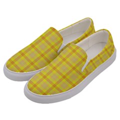 Yellow Sun Plaid Men s Canvas Slip Ons