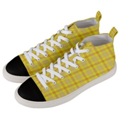 Yellow Sun Plaid Men s Mid-top Canvas Sneakers by snowwhitegirl