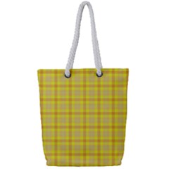 Yellow Sun Plaid Full Print Rope Handle Tote (small)