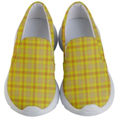 Yellow Sun Plaid Kid s Lightweight Slip Ons by snowwhitegirl