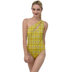 Yellow Sun Plaid To One Side Swimsuit