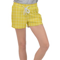 Yellow Sun Plaid Women s Velour Lounge Shorts