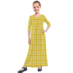 Yellow Sun Plaid Kids  Quarter Sleeve Maxi Dress by snowwhitegirl