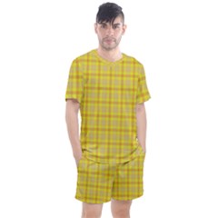 Yellow Sun Plaid Men s Mesh Tee And Shorts Set