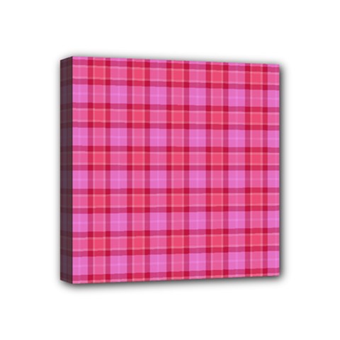 Valentine Pink Red Plaid Mini Canvas 4  X 4  by snowwhitegirl