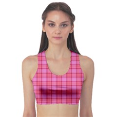 Valentine Pink Red Plaid Sports Bra by snowwhitegirl