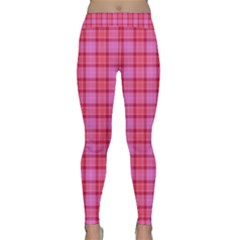 Valentine Pink Red Plaid Classic Yoga Leggings by snowwhitegirl