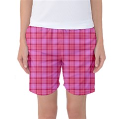 Valentine Pink Red Plaid Women s Basketball Shorts by snowwhitegirl