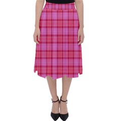 Valentine Pink Red Plaid Folding Skater Skirt