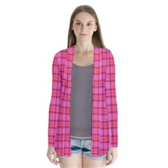 Valentine Pink Red Plaid Drape Collar Cardigan by snowwhitegirl