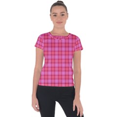 Valentine Pink Red Plaid Short Sleeve Sports Top  by snowwhitegirl