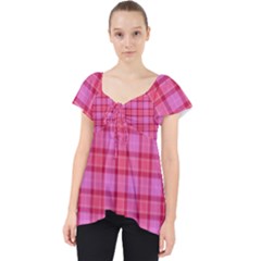 Valentine Pink Red Plaid Lace Front Dolly Top by snowwhitegirl