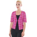 Valentine Pink Red Plaid Cropped Button Cardigan View1