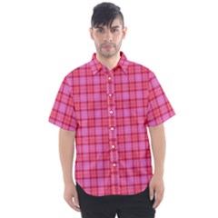 Valentine Pink Red Plaid Men s Short Sleeve Shirt