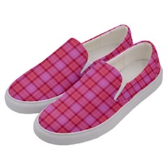 Valentine Pink Red Plaid Men s Canvas Slip Ons by snowwhitegirl