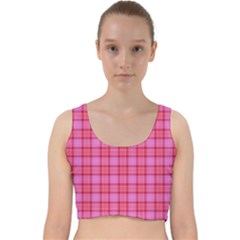 Valentine Pink Red Plaid Velvet Racer Back Crop Top by snowwhitegirl