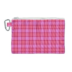 Valentine Pink Red Plaid Canvas Cosmetic Bag (large)