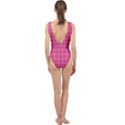 Valentine Pink Red Plaid Center Cut Out Swimsuit View2