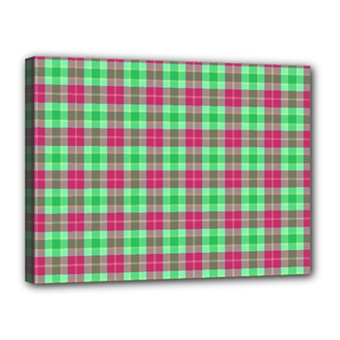 Pink Green Plaid Canvas 16  X 12  by snowwhitegirl