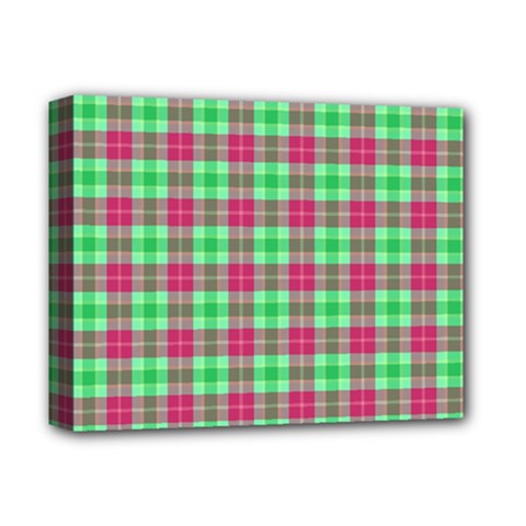 Pink Green Plaid Deluxe Canvas 14  X 11  by snowwhitegirl