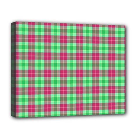 Pink Green Plaid Deluxe Canvas 20  X 16   by snowwhitegirl