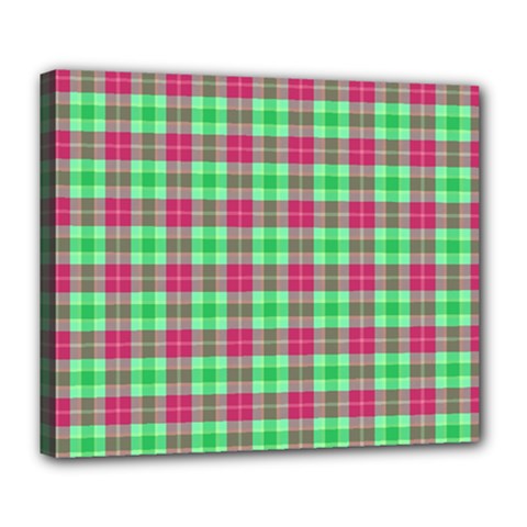 Pink Green Plaid Deluxe Canvas 24  X 20   by snowwhitegirl