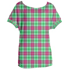 Pink Green Plaid Women s Oversized Tee