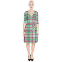 Pink Green Plaid Wrap Up Cocktail Dress by snowwhitegirl