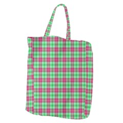 Pink Green Plaid Giant Grocery Tote