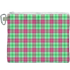 Pink Green Plaid Canvas Cosmetic Bag (xxxl)