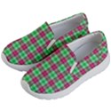 Pink Green Plaid Kid s Lightweight Slip Ons View2